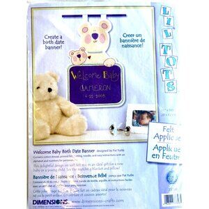 Dimensions Lil Tots Felt Teddy Bear Baby Birth Banner Crafts Applique Kit 11x16
